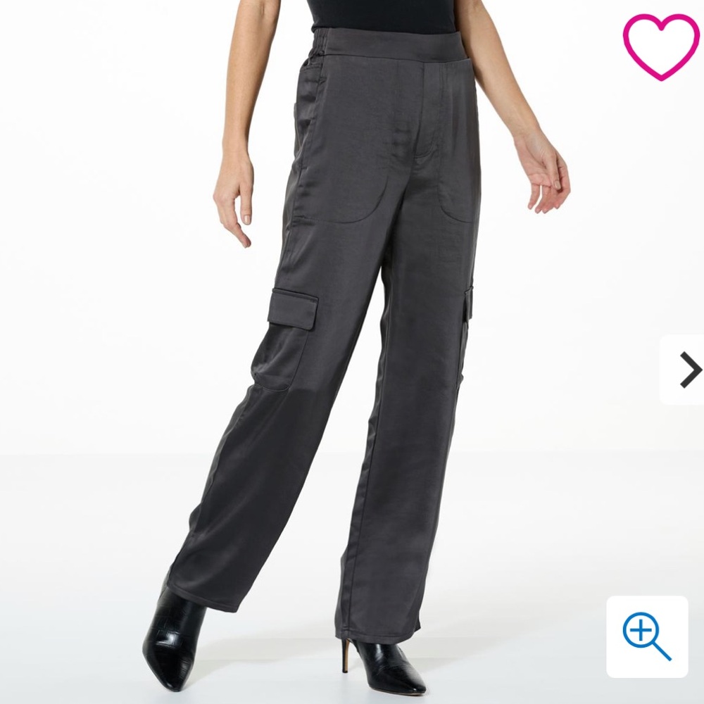 La Joie Satin Cargo Jogger Pants New